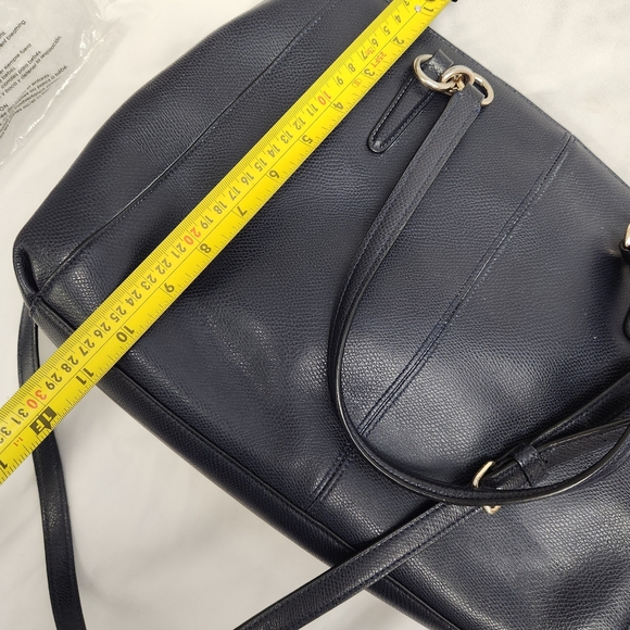 Large Christie Coach Carryall Navy Blue Crossgrain Leather Removable Strap - Picture 7 of 11